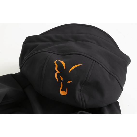 FOX Collection Black/Orange Shell Hoodie - softšelová bunda